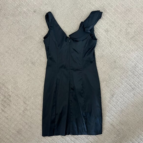 Macy's Cocktail Attire | Jump Girl Black Satin Dress - Picture 4 of 6